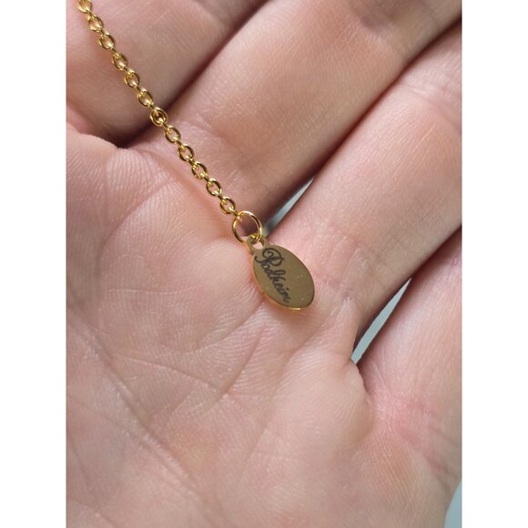 Handcrafted 18k Gold Plated Heart Locket Peach Zircon & Prehnite Beaded Necklace - Picture 7 of 10